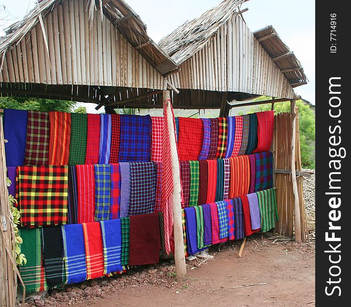 Some Plaid scarves. Some typical Masai blanket