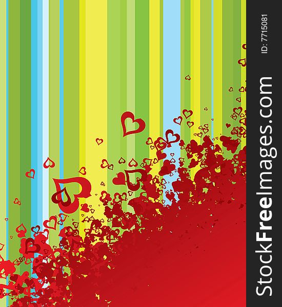 A lot of vector hearts confetti on color background. A lot of vector hearts confetti on color background