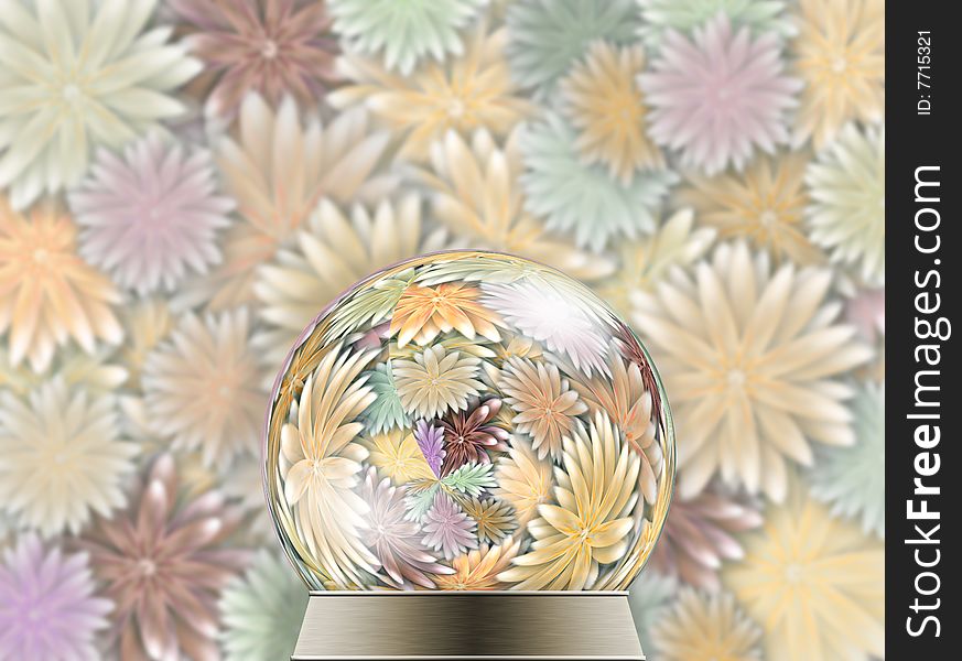 Crystal Ball with flowers and floral background-spring is coming