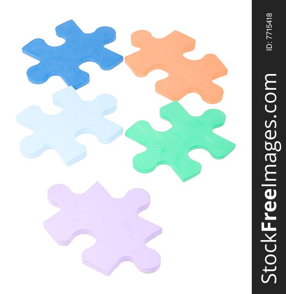 Five Colored Puzzle Blocks