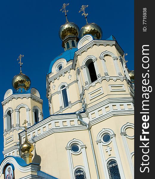 Image of orthodox church with the golden domes