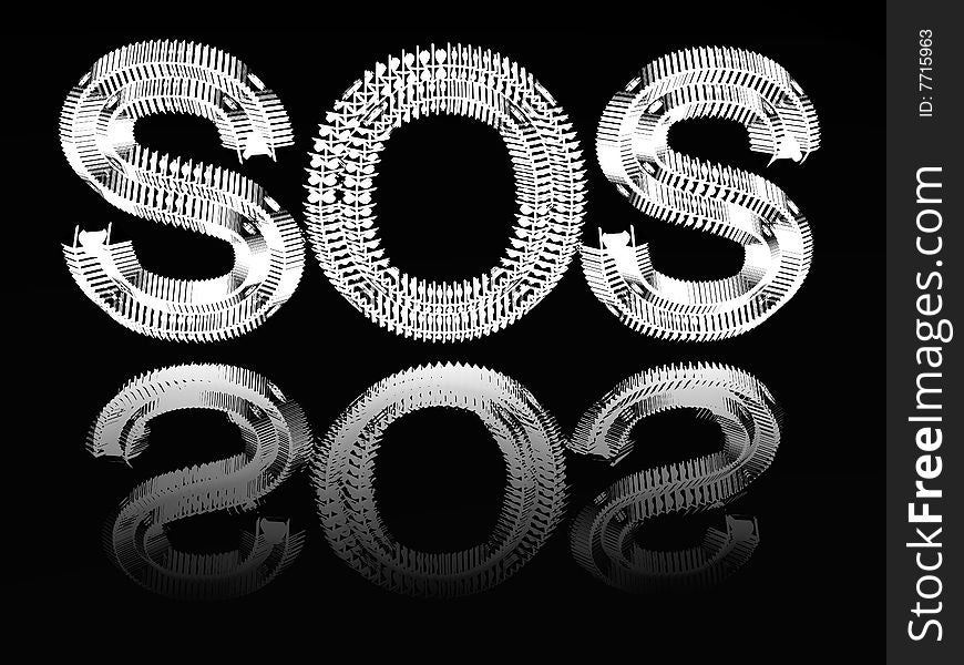 The image of a word S.O.S. on a glass surface.