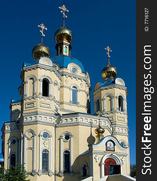 Image of orthodox church with the golden domes