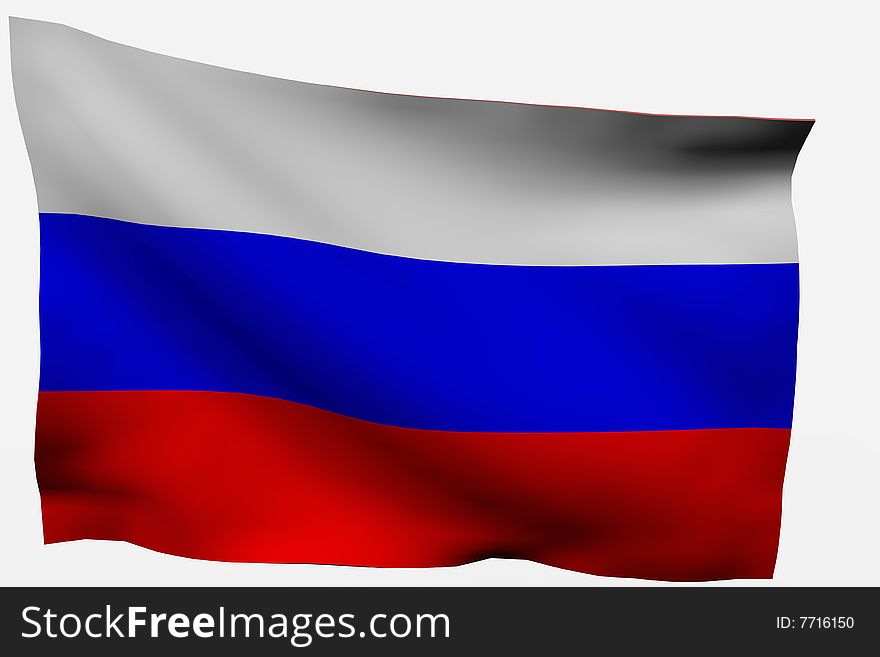 Russian 3d flag isolated on white background. Russian 3d flag isolated on white background