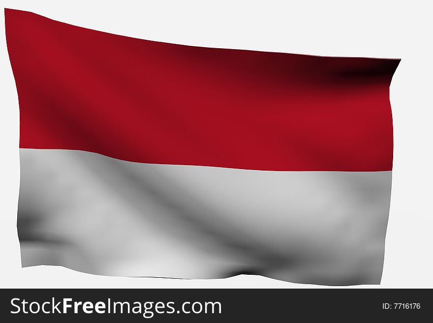 Indonesia 3d flag isolated on white background. Indonesia 3d flag isolated on white background