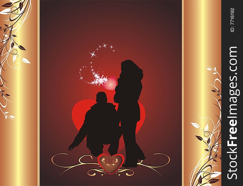 Silhouettes of woman and man. Wrapping for candies. Vector illustration