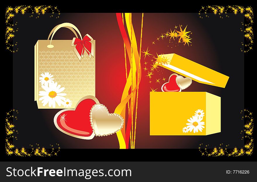 Gifts to the Valentines day. Vector illustration