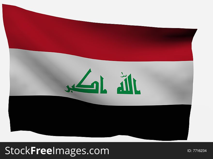 Iraq 3d flag isolated on white background