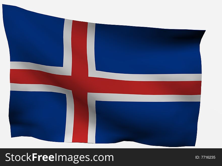 Iceland 3d flag isolated on white background