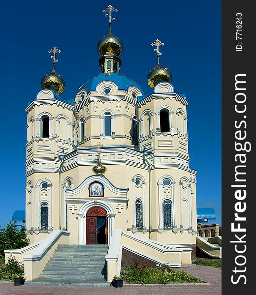 Image of orthodox church with the golden domes