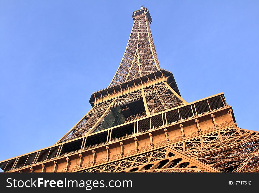 Close view of the Eiffel Tower