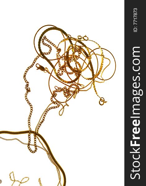 Gold chains decomposed in form female figure. Gold chains decomposed in form female figure