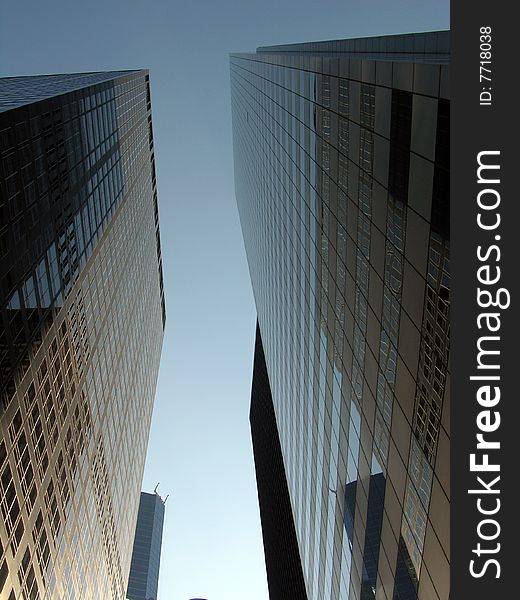 New York Manhattan, view city panorama skyscraper high tall building glass