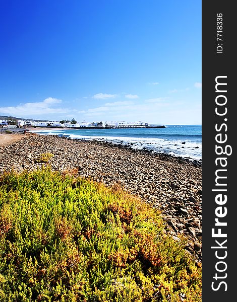 Atlantic stony shore of Canary Island Lanzarote. Atlantic stony shore of Canary Island Lanzarote