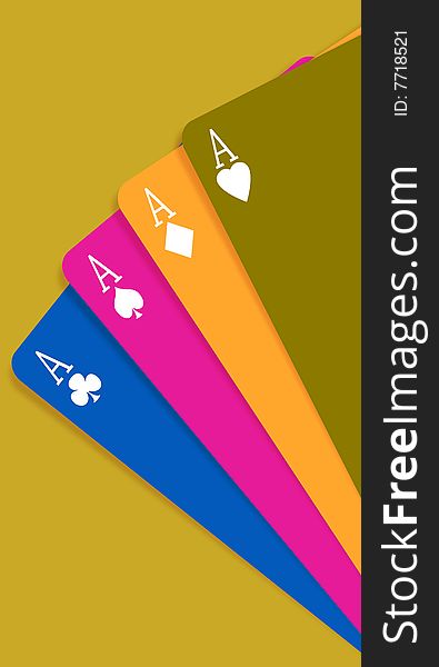 Four aces on color background