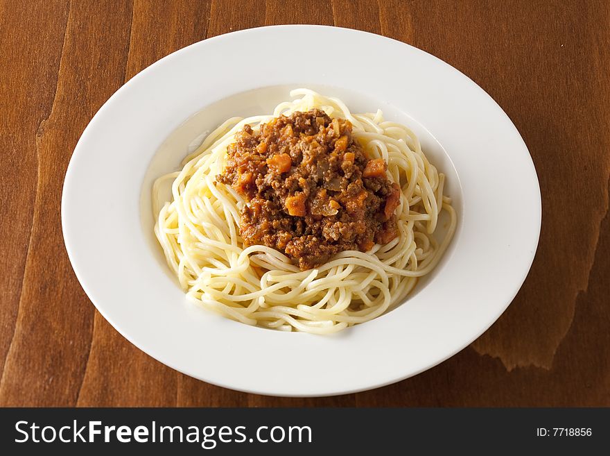 Plate with italian pasta, Spaghetti Bolognese