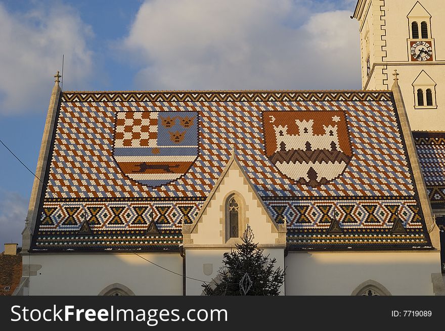 The St. MarkÂ´s Church in Zagreb with colorful  tiled rooftop. The St. MarkÂ´s Church in Zagreb with colorful  tiled rooftop.