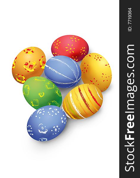 Colored easter eggs isolated on white background (with clipping path)