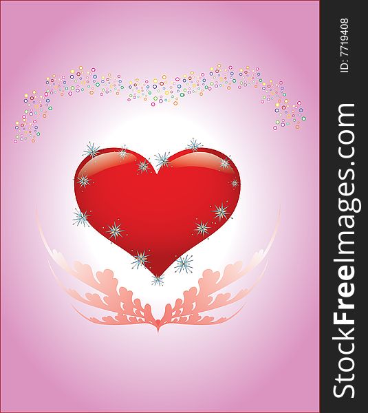 Illustration of red heart on gradient background