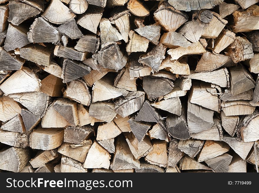 Woodpile outdoors. Useful for backgrounds