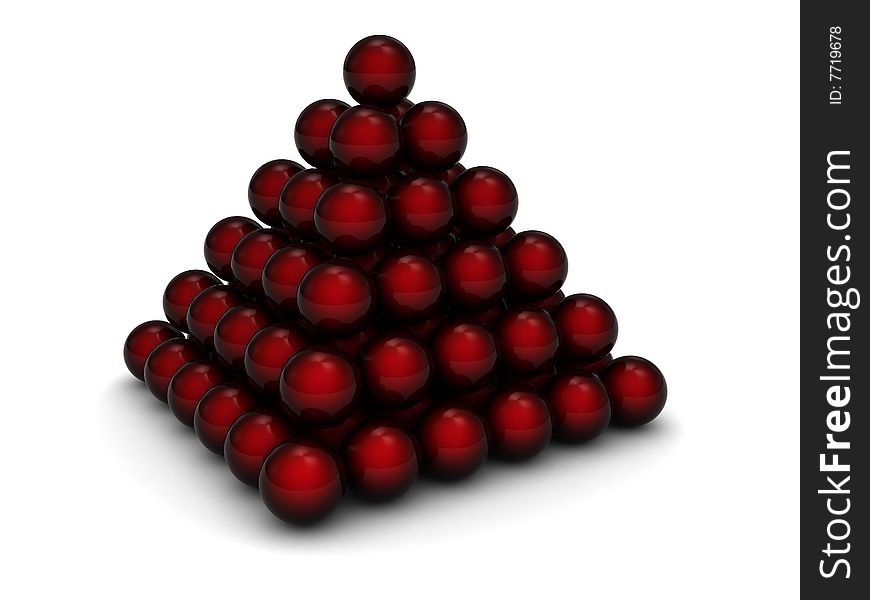 Abstract 3d illustration of spheres pyramid over white