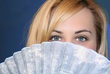 Blonde With Fan Stock Images Blonde With Fan Stock Images