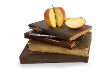Apple On Pile Of Old Books Royalty Free Stock Photography Apple On Pile Of Old Books Royalty Free Stock Photography