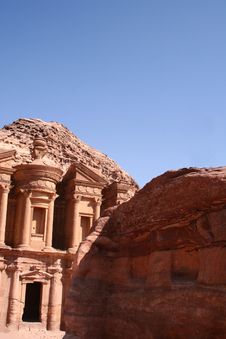 Ancient Monastery Of Rock City Petra In Jordan Stock Image