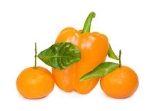 Pepper And Tangerines With Clipping Path Royalty Free Stock Photography Pepper And Tangerines With Clipping Path Royalty Free Stock Photography