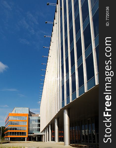 Modern architecture glas facade in summer time