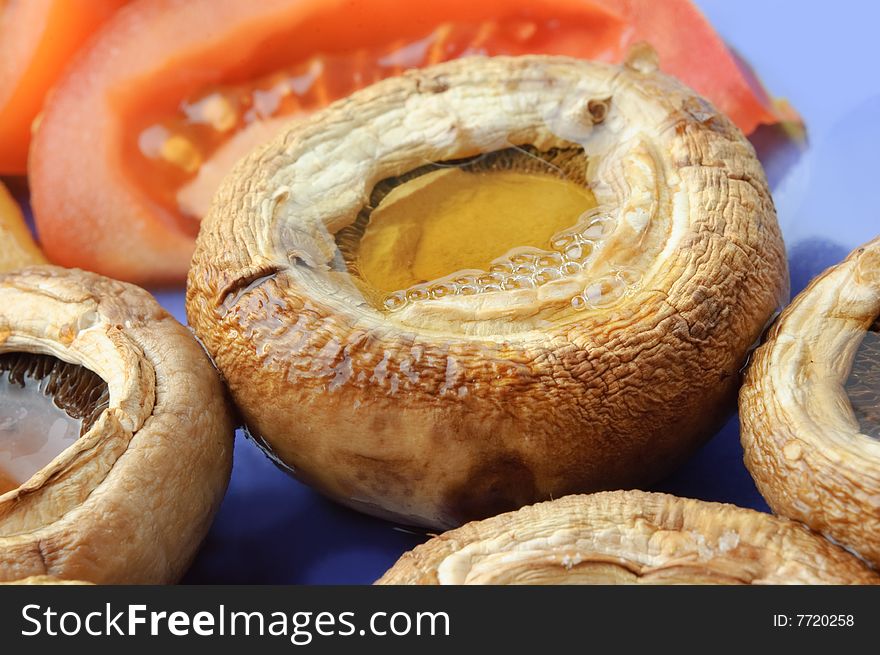 Grilled mushrooms macro