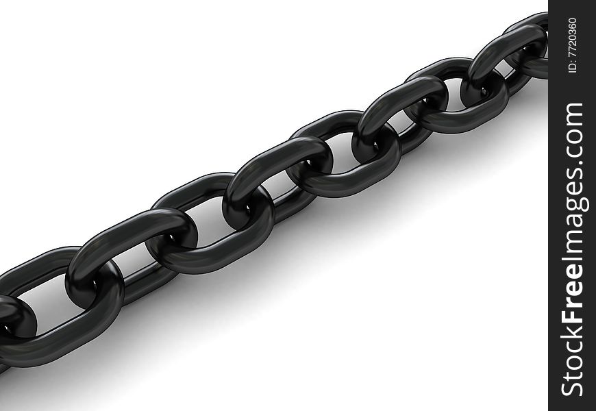 3d illustration of black metal chain over white background. 3d illustration of black metal chain over white background