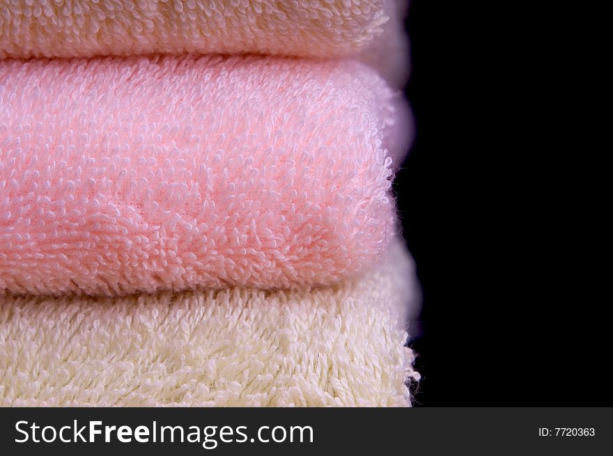 Colorful towels isolated on  background