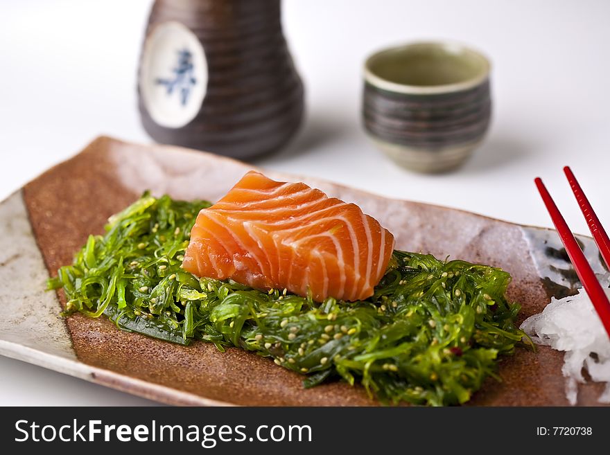 Salmon Sashimi and the Seaweed Salad