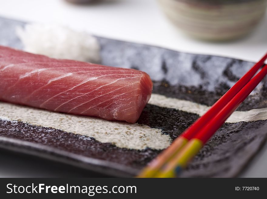 Red Tuna Sashimi on the plate