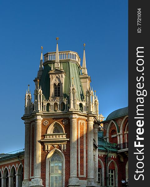 One of the Tsaritsyno palace towers in Moscow. One of the Tsaritsyno palace towers in Moscow