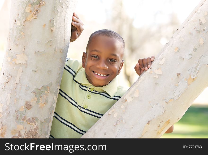 Young Boy Having Fun In The Park