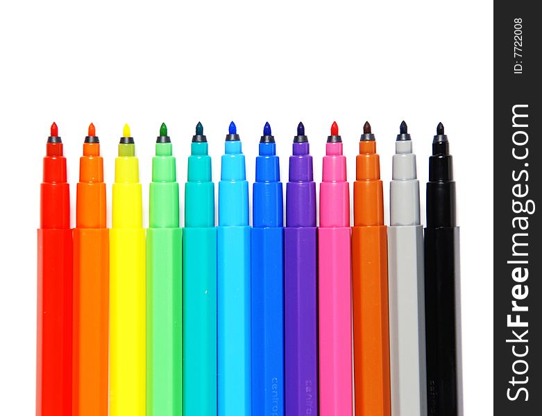 Color soft-tip pen on white background. Color soft-tip pen on white background