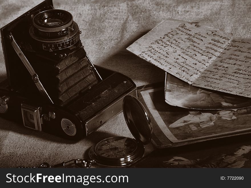 Old fashioned objects. Shot in a studio. Old fashioned objects. Shot in a studio