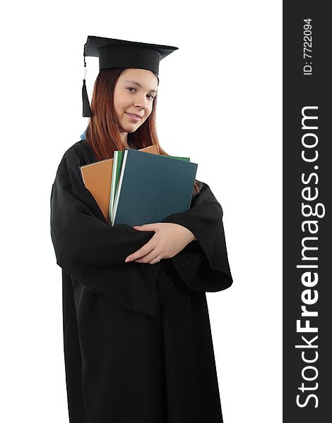 Portrait of a young people in a academic gown. Education background. Portrait of a young people in a academic gown. Education background.