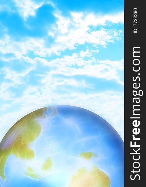 Abstract scene with globe on the background. Abstract scene with globe on the background