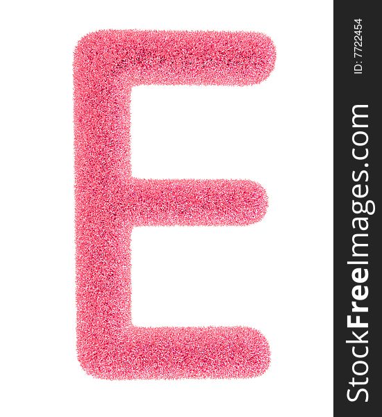 Furry pink letter isolated on the white backround. Including clipping path.