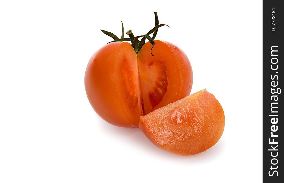Red Tomato on white background
