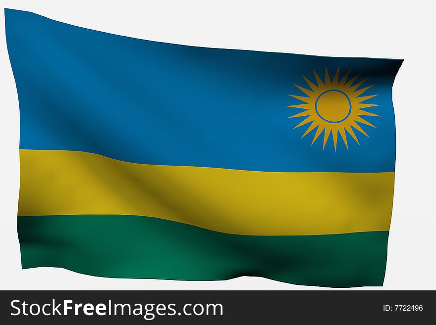 Rwanda3d flag isolated on white background. Rwanda3d flag isolated on white background