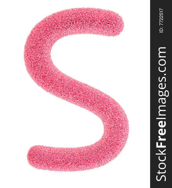 Furry pink letter isolated on the white backround. Including clipping path.
