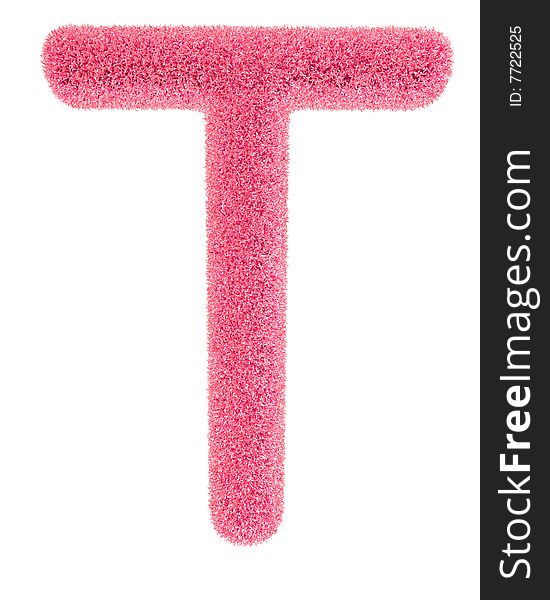 Furry pink letter isolated on the white backround. Including clipping path.