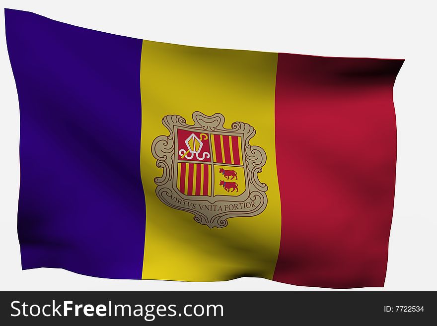 Andorra 3d flag isolated on white background