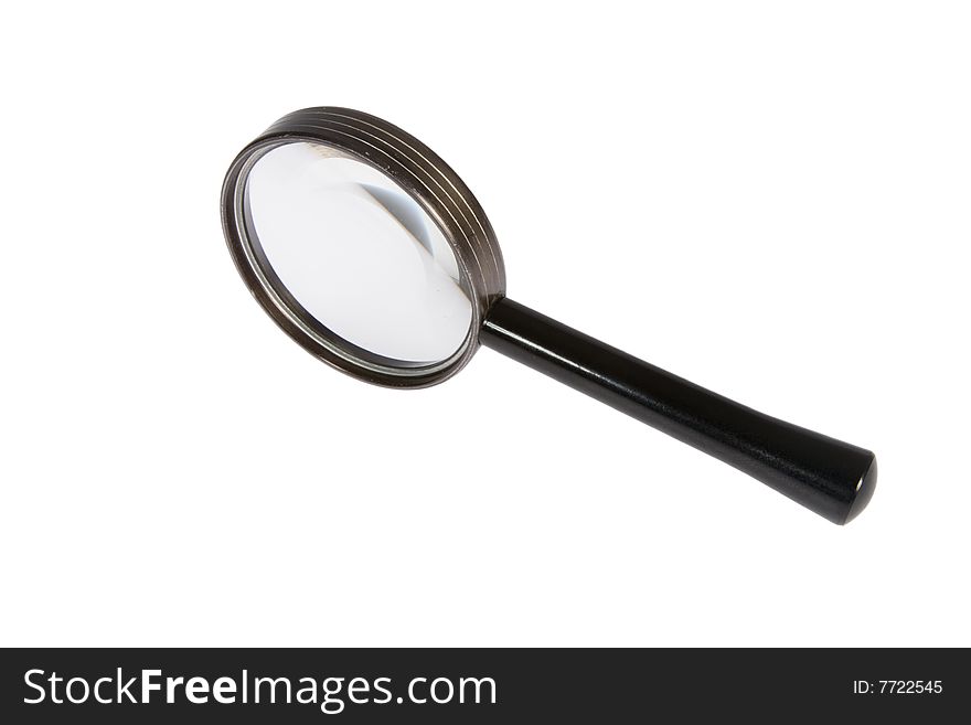 A simple magnifying glass over white background