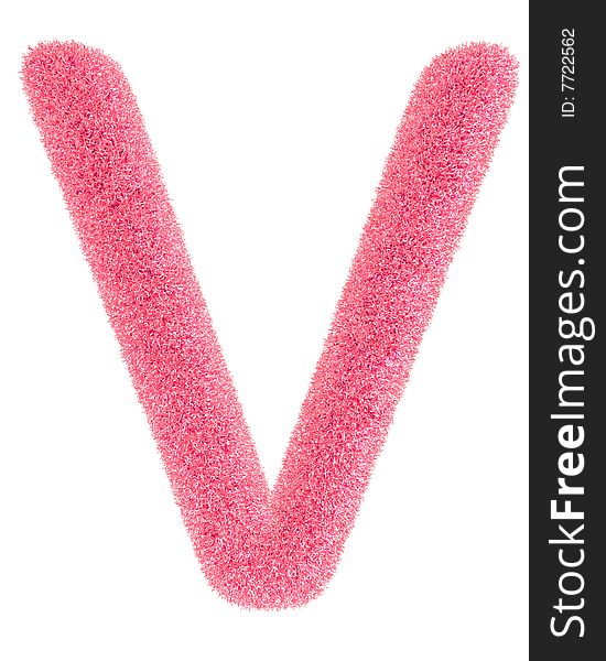 Furry pink letter isolated on the white backround. Including clipping path.