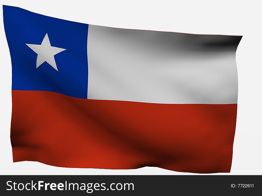 Chile 3d flag isolated on white background